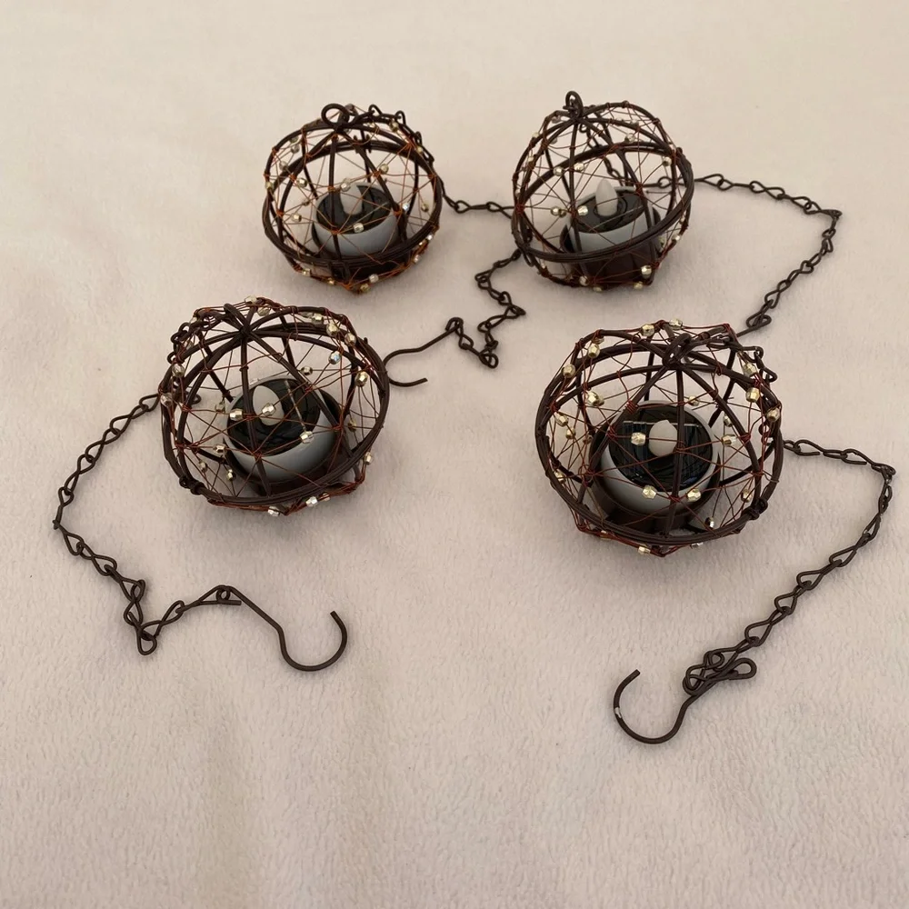 Copper Hanging Lantern with LED Candle